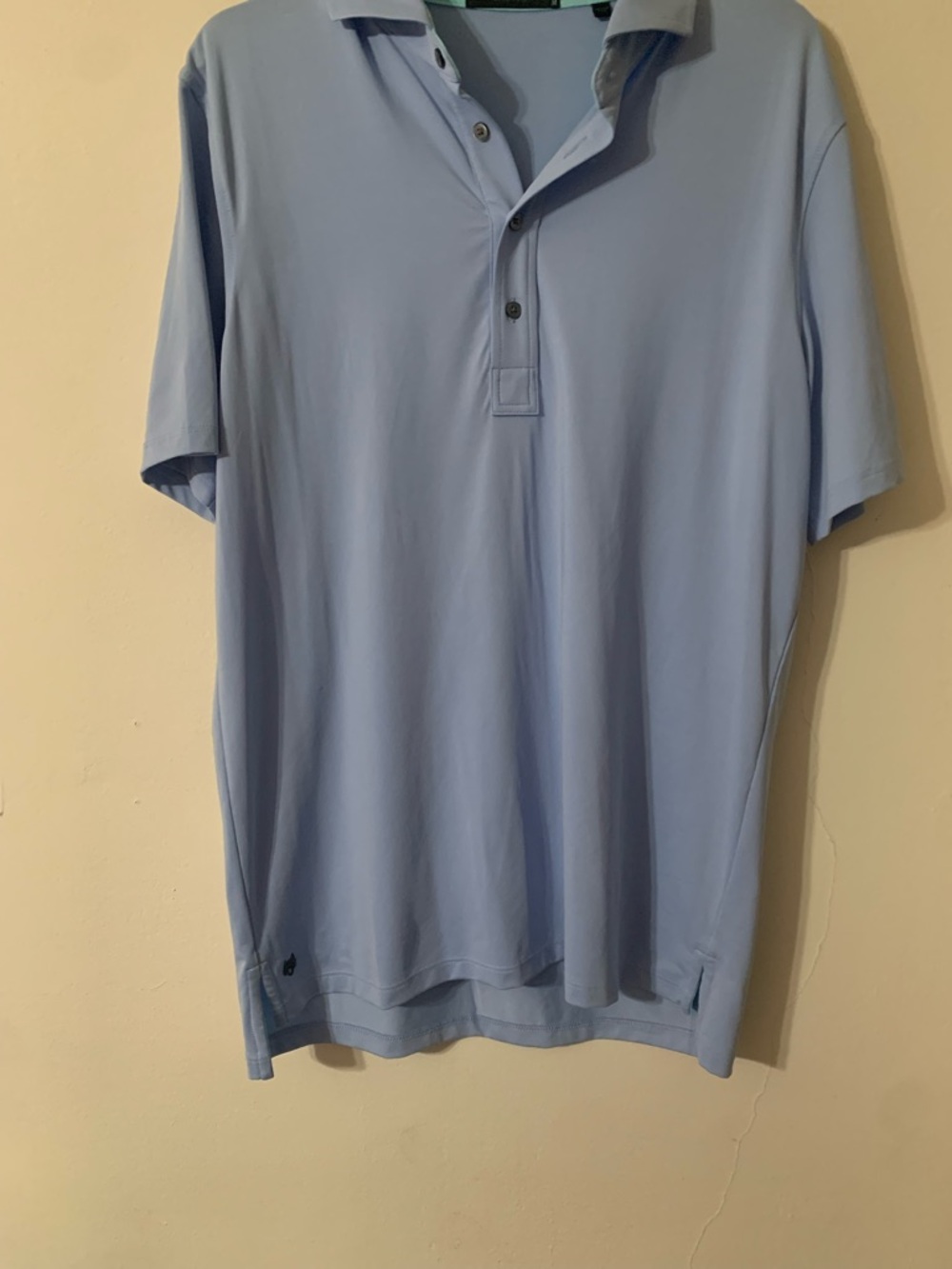 Greyson Men's short sleeve Shadow Wolf Polo in Pale Blue